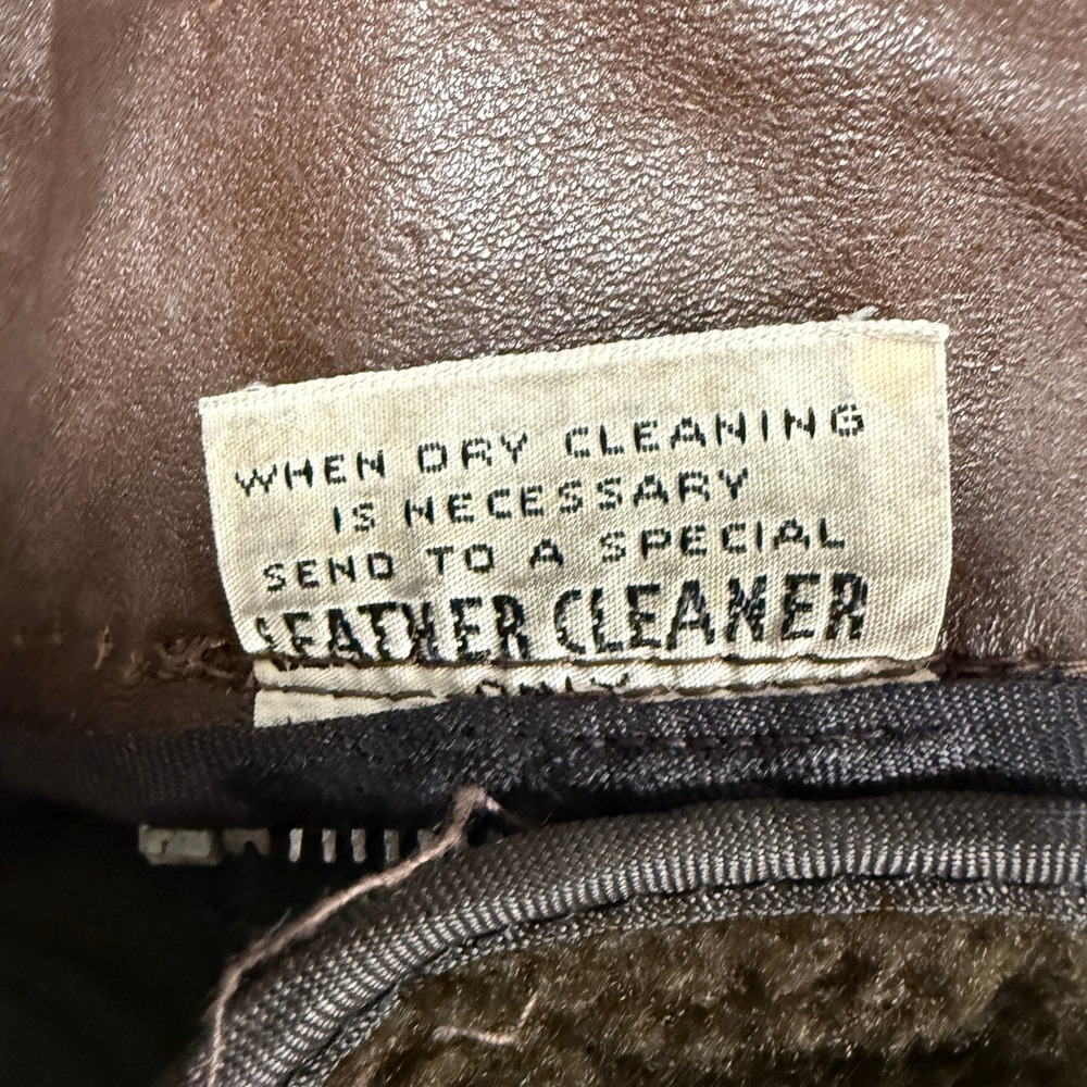 Vintage 70's Towncraft Leather Jacket Safari Coat Size 38 Brown Front Pockets - Picture 12 of 15